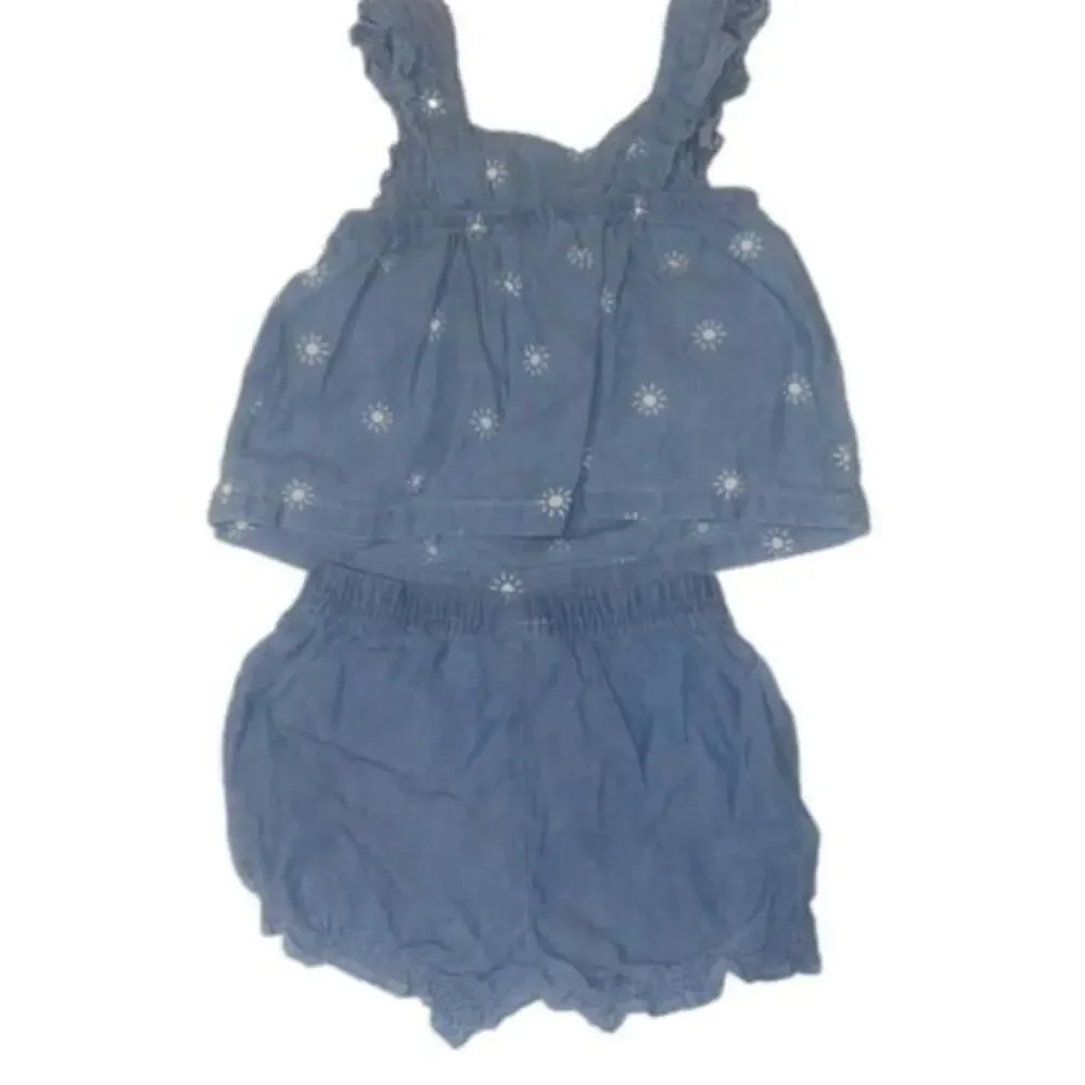 ⭐️3/$20 Baby Girl Carter's 2-Piece Set - Blue Denim Summer Set Size 3 months